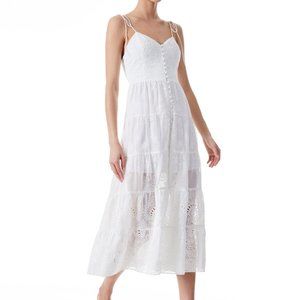 NWT Alice + Olivia White Eyelet Midi Dress